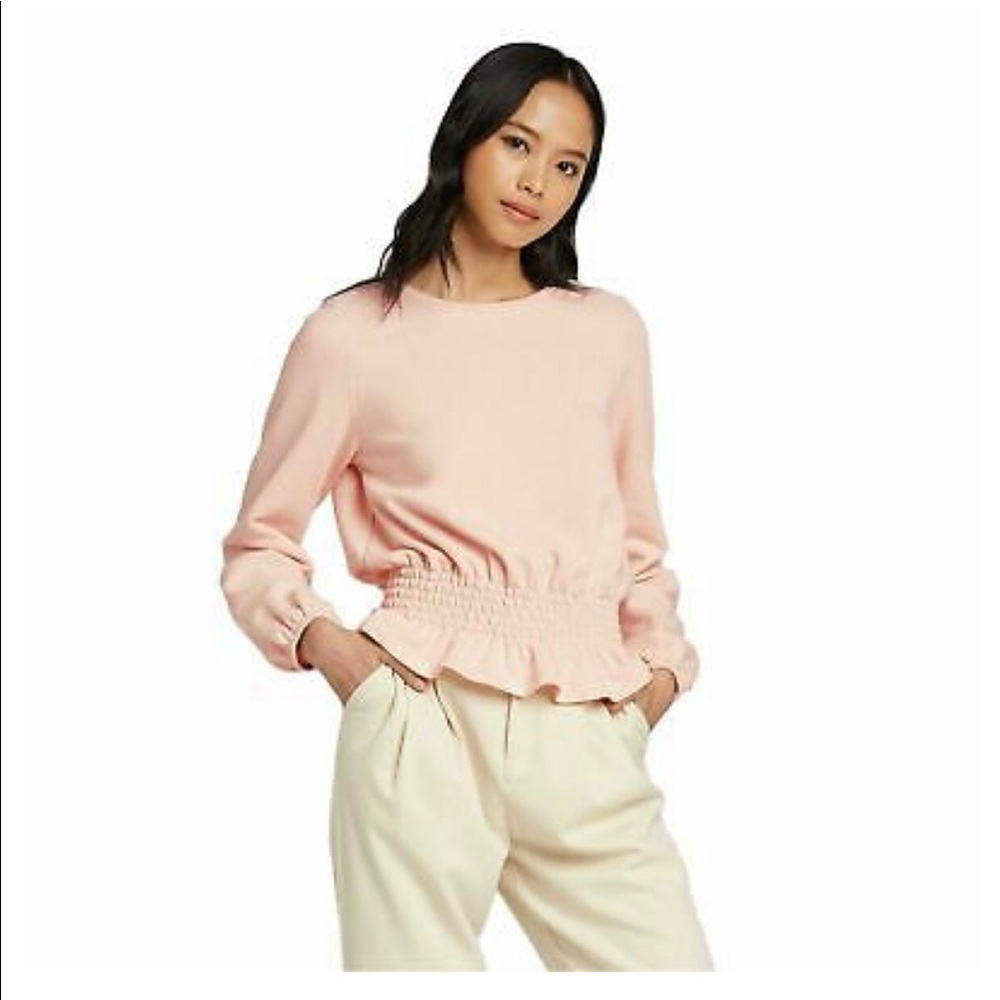 Who What Wear Smocked Waist Knit Sweatshirt M